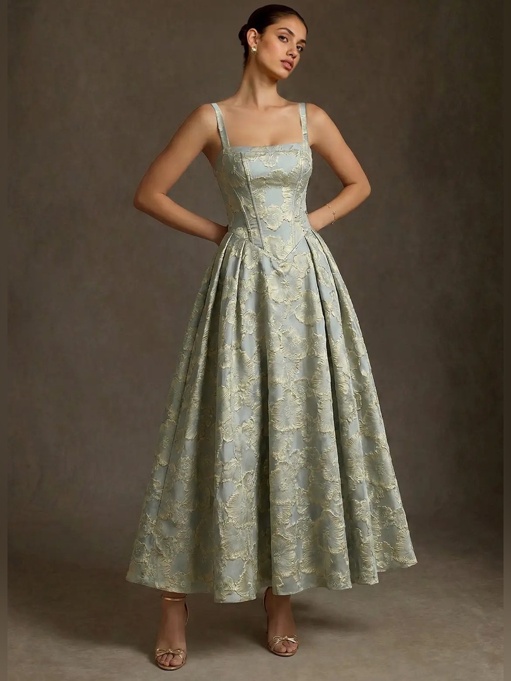 NWT AZAZIE FLORENTINE BLUE FLORAL JACQUARD BALL GOWN MAXI DRESS SIZE 12 GORGEOUS